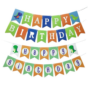Decoración de Fiesta Temática de Dinosaurios, Pancarta de Papel para Cumpleaños, Decoraciones de Cumpleaños de Dibujos Animados para Interiores, Artículos para Fiestas Infantiles - Product Image 1