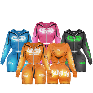Ensemble décontracté deux pièces en dentelle léger, design personnalisé, qualité supérieure, respirant, écologique, faible MOQ, crop top à capuche pour femme - Product Image 1
