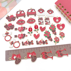 Nouvelle Série Saint-Valentin Transfrontalière : Pendentif Cœur en <span class=keywords><strong>Pierre</strong></span> Naturelle Effet Goutte, Accessoires de Bijoux en Alliage DIY pour Collier - Product Image 4