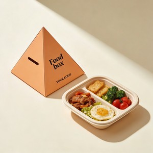 Boîte <span class=keywords><strong>en</strong></span> <span class=keywords><strong>carton</strong></span> alimentaire <span class=keywords><strong>en</strong></span> forme de <span class=keywords><strong>pyramide</strong></span> avec logo personnalisé, boîte d'emballage biodégradable pour salades à emporter, boîte de présentation pliable <span class=keywords><strong>en</strong></span> forme de <span class=keywords><strong>pyramide</strong></span> - Product Image 3