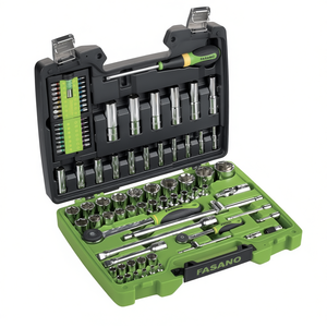 Jeu de douilles Fasano 1/4 3/8 1/2 pouce, métrique et standard, avec cliquets et rallonges pour réparation automobile - Product Image 2