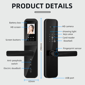 XSDTS Tuya वाईफ़ाई डिजिटल स्मार्ट दरवाजा ताला बॉयोमीट्रिक फिंगरप्रिंट अनलॉक के साथ कैमरा - Product Image 6
