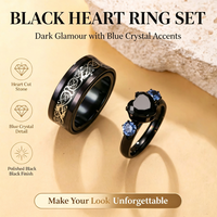 Cincin Titanium Baja Anti Karat FANKE Cross-Border Explosions, Cincin Kekasih Gaya Gothic Hitam dengan Zirkon, Cincin Baja Anti Karat