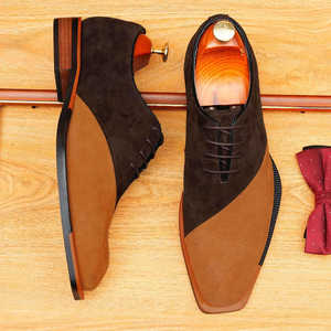 Zapatos de Hombre Hechos a Medida con Punta Cuadrada y Cordones para Otoño, Elegantes y Casuales para Fiestas y Bodas, Color Negro que Aumenta la Estatura - Product Image 5