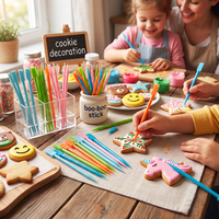 Outil 2-en-1 en plastique pour gâteaux, bâtonnet de décoration, aiguille à glaçage et racloir pour la décoration de glaçage royal et l'élimination des bulles d'air