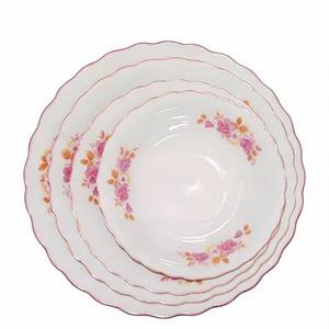 Platos y Vajilla <span class=keywords><strong>de</strong></span> Porcelana HARVIT Baratos <span class=keywords><strong>de</strong></span> Fábrica con Borde Tallado y Diseño Floral, con Borde Plateado, para Sopa, Postre y Fiestas - Product Image 3