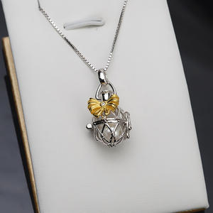 Colgante de Plata S925 para Botella de Agua, Diseño de Jaula de Pájaro sin Orificio, para Perlas de 7-8 mm, Joyería DIY - Product Image 5