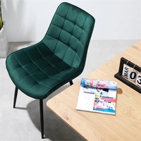 Chaises de salle à manger en tissu velours rembourrées au design nordique moderne et luxueux avec pieds en métal pour la maison, les restaurants et les cafés