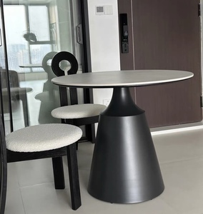 Bàn ăn tròn màu đen hiện đại Ý với trung tâm xoay giá rẻ tối giản bàn ăn Trung Quốc đặt cho <span class=keywords><strong>8</strong></span> người - Product Image 4