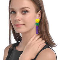 Pendientes de Carnaval FAT TUESDAY para mujer, accesorios de resina acrílica para Mardi Gras, celebraciones, fiesta de Cosplay, pendientes de Mardi Gras