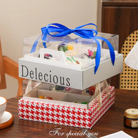 Nouvelle boîte d'emballage pour desserts à quatre compartiments, boîte d'emballage simple pour gâteaux français à neuf compartiments