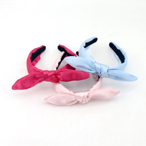 DREAM FASHION Designer Custom Solid Color Satin Headbands Top <strong>Bow</strong> Casual Elegant Woman and Kids Hair Accessories - Product Image 1