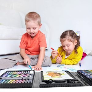 Set d'arte e articoli artigianali per bambini, <span class=keywords><strong>208</strong></span> pezzi kit da disegno Art Box con forbici di sicurezza, pastelli, pastelli ad olio, pennarelli - Product Image 6