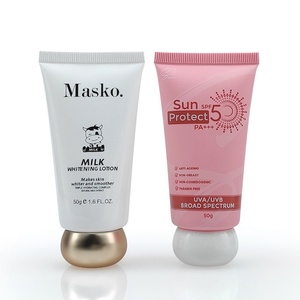 Tube souple cosmétique en plastique, emballage de lotion blanchissante et de crème solaire, 50g, sphérique, blanc et rose imprimé, personnalisé, prix usine - Product Image 6