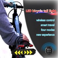 Luz trasera de bicicleta recargable por USB con texto, luz LED de freno resistente al agua, luz de señal de giro, interruptor remoto, batería, pantalla RGB