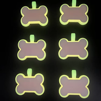 OKSILICONE Knochen-Design Benutzerdefiniertes Logo QR-Code Fluoreszierend Orange Im Dunkeln Leuchtende Hundemarken Graviert für Haustiere Silikon Hunde-ID-Anhänger
