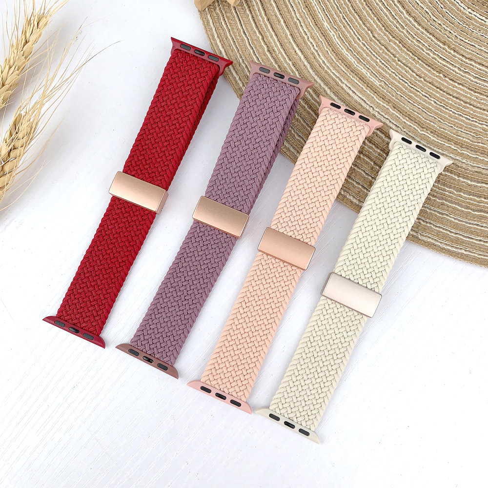 Rainbow Nylon Woven Loop Magnetic Clasp Watch Band for -Lightweight Comfortable Professional & Soft Adjustable Strap