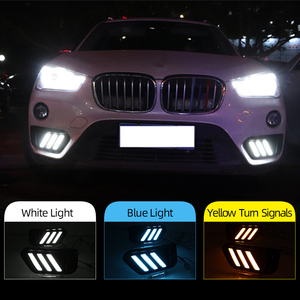 Luci diurne della luce corrente di giorno dell'automobile LED DRL per <span class=keywords><strong>BMW</strong></span> <span class=keywords><strong>X1</strong></span> <span class=keywords><strong>F48</strong></span> F49 2016 2017 2018 2019 con l'indicatore di direzione giallo e la luce notturna blu - Product Image 2