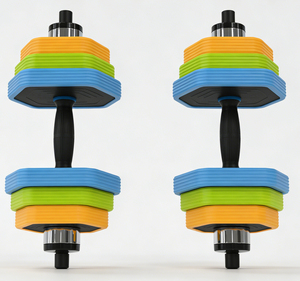 Juego de <span class=keywords><strong>Mancuernas</strong></span> Ajustables 2 en 1 a Barra con Discos de Peso de Colores y Agarre Ergonómico Antideslizante para Entrenamiento de Fuerza en Casa - Product Image 4