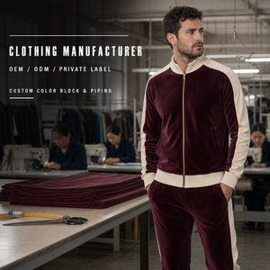 Custom OEM Manufacturer High Quality <b>Velour</b> <b>Tracksuit</b> Set Side Stripe Track Jacket And Jogger Pants <b>Mens</b> <b>Tracksuits</b> - Product Image 2