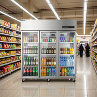 Réfrigérateur à boissons à trois portes en acier inoxydable et armoires réfrigérées/congélateurs, réfrigérateur commercial à refroidissement par ventilateur