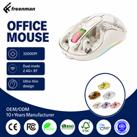 Souris sans fil RGB en gros, 3200 DPI, souris ergonomique transparente, souris sans fil élégante pour jeux PC