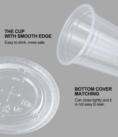 Gobelets Personnalisés en Plastique de 12 16 24 32Oz à Usage Unique pour Boissons, Boba, Café Glacé, Jus, Bubble Tea, Desserts, Fêtes, avec Couvercles