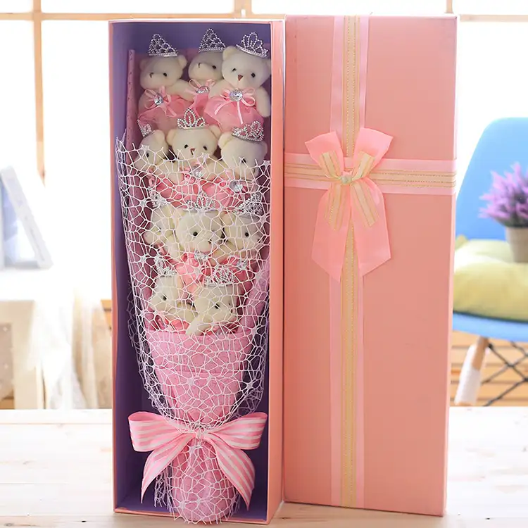 Grosir Buket Boneka Beruang Mawar Mainan Buket Bunga Mewah untuk Hari Valentine/Hari Ibu