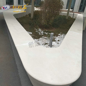 Nuevo Banco de Jardín Curvo de Piedra Mágica UHPC, Color Blanco Grisáceo, Personalizado, Muebles de Patio para Exteriores - Product Image 3