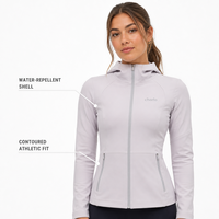 Veste de performance Cross Chill pour femme, à capuche, bleu acier, tricotée, hydrofuge, coupe athlétique, pour activités de plein air et de sport, automne, avec logo, vente en gros