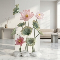 M879 Ensemble de décoration géant en fleurs de lotus en organza, arrangement de lotus artificiel en soie fait main pour vitrine de centre commercial, toile de fond de mariage, et point photo