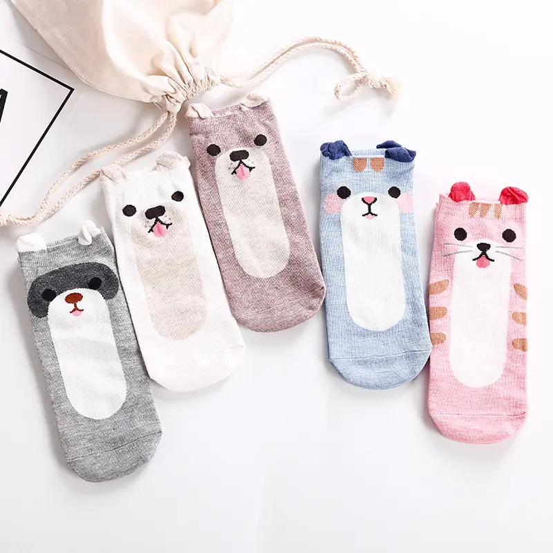 All Season Comfort Animal Cute Socks Women Girls 3D Cat Ankle Socks High Quality Ladies Short Socks For Women