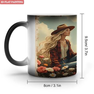 Frosted Black <b>Ceramic</b> <b>Mug</b> 11oz Heat Color Changing Custom Print Cup Smart Drinkware - Product Image 1