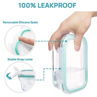 Boîtes de conservation alimentaire en verre pour préparation de repas, hermétiques, type bento, pour collations et déjeuner, avec couvercles verrouillables anti-fuite