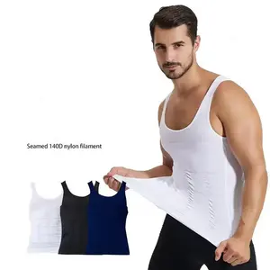 Tùy chỉnh giảm béo cơ thể Shaper vest ráp dây nén Áo SƠ MI VEST in thiết kế mỏng Tank Top lót cotton hữu cơ cho nam giới