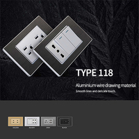 FIKO American Standard Prises et interrupteurs muraux 118 Type 15A Panneau de tréfilage en aluminium doré avec USB/Type-c