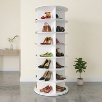Rak Sepatu Putar 360 Derajat dari Logam, Multi Tingkat, Vertikal, Berdiri Sendiri, Lemari Penyimpanan Sepatu, untuk Toko dan Showroom