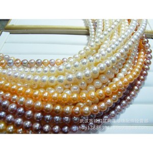 Colliers de perles d'eau douce cultivées, 7-8 mm, rondes, qualité AA, brillantes, semi-finies, sans fermoir, origine Zhuji Shanxiahu - Product Image 2