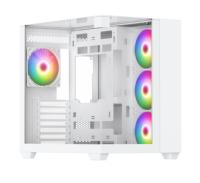 Casing komputer gaya baru 2025, sarung HP setengah menara komputer tiga sisi kaca Tempered Atx Gaming