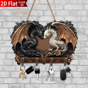 Giá đỡ chìa khóa hình Rồng bằng gỗ với 4 móc kim loại dễ dàng gắn tường một tầng công cụ tiết kiệm không gian - Product Image 1
