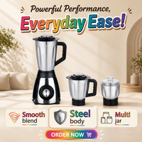 5 kecepatan 3 in 1 600W 1,5 l Stainless Jar tubuh listrik kuat es penghancur Blender