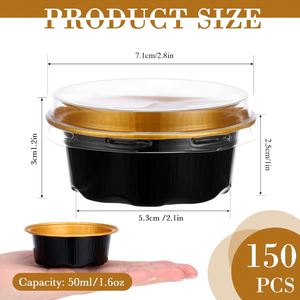 Gobelets de cuisson en aluminium noir doré de 55 ml/200 ml avec couvercle en PP, résistants à la chaleur et adaptés au micro-ondes, de qualité alimentaire, pour la restauration et les desserts - Product Image 2