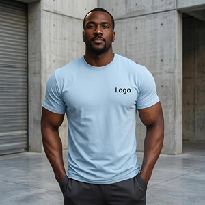 Ready to Ship Popular Spring Autumn <b>Men</b> Quick Dry Embroidery AOP Training Fitness Four Way <b>Stretch</b> Anti-Shrink Stretchy T-Shirt - Product Image 1