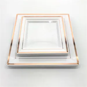 Disposable Plastic Plates Disposable Plastic Gold Square Dinner Plates Classic Wedding Party Plates