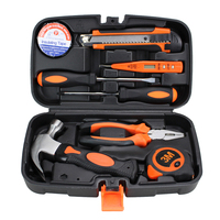 Ensemble d'outils 9 en 1, ensemble de 9 pièces avec marteau, boîte en PE rigide, ensemble d'outils de réparation automobile