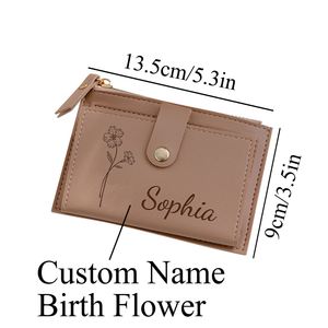 Portefeuille personnalisé avec fleur de naissance et nom, cadeau personnalisé pour demande en mariage à une demoiselle d'honneur, pochette souvenir florale pour demoiselle d'honneur - Product Image 6