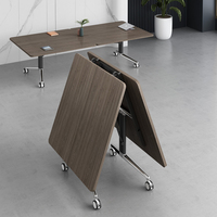 Table de conférence pliante à coins arrondis en bambou, moderne, minimaliste, multifonctionnelle, extensible, bureau télescopique pour 10 personnes
