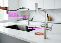 Distributeur de savon sans contact 2-en-1 Shuaiziqi à capteur, robinet de cuisine et salle de bain avec affichage LED de la température et rotation à 360°