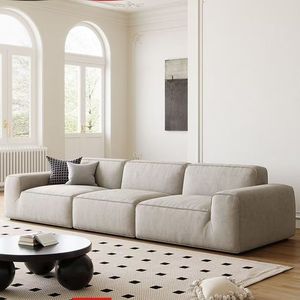 Divano Moderno in Tessuto Imbottito in Spugna <span class=keywords><strong>Beige</strong></span> con Cuscini Decorativi, Modulare a 3 Posti per Soggiorno, Salotto, Appartamento - Product Image 5