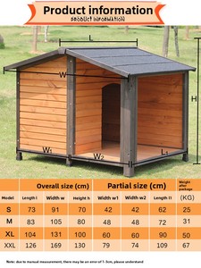 Maison d'extérieur en bois massif pour animaux de compagnie, grand, moyen et petit chenil, cour, villa, protection universelle contre le soleil, cages pour chiens - Product Image 3